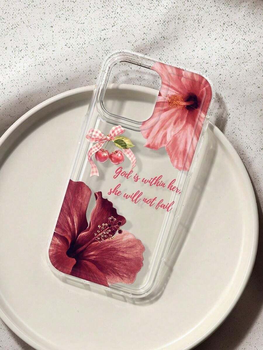 Phone Case With Floral And Butterfly Print Compatible With IPhone And Galaxy, Protective Case With Christian Cross And Bible Verse - Aneka warna 4 - View 1