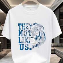 'They Not Like Us' Graphic T-Shirt, Hip Hop Culture T-Shirt With Lettering, West Side Rap Style Top, Men's 100% Cotton 180g Heavyweight T-Shirt, Main Character Energy, Casual Loose Fit Urban Clothing, Modern Aesthetic Summer Garment - 白色 - 查看 3
