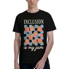 Inclusion is My Jam - Camisas de manga corta para hombre, camisetas informales para fiestas de playa, camisetas estampadas para Navidad, día festivo de verano - Negro - Ver 1
