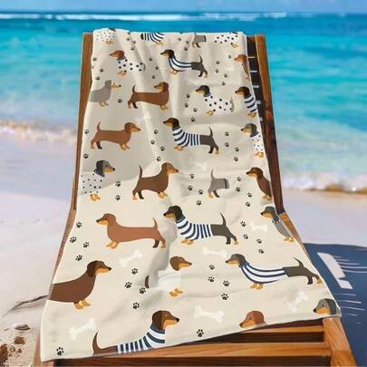 1 chiếc khăn tắm mềm mại hình chó Dachshund hoạt hình dễ thương, họa tiết in hình chó đáng yêu, khăn tắm biển bằng sợi microfiber siêu thấm hút và nhanh khô, lý tưởng cho bãi biển, dã ngoại, cắm trại và làm quà tặng cho bạn bè và sinh nhật.