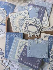 1 Kotak Isi 30 Lembar Memo Pad Berpinggiran Timbul Bergaya Vintage, Kertas Alat Tulis Dekorasi Bunga & Pita, Cocok Untuk Menulis Jurnal, Scrapbooking DIY - BQ1059 - View 6