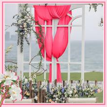 Horbaunal Hot Pink Chiffon Fabric By The Yard, 5 Yard Continuous Sheer Fabric 59" Wide Soft Draping Fabric For Wedding Arch Draping Party Backdrop DIY Sewing - Màu E - Xem 6