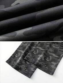 Men's Minimalist Camouflage Pants, Fashionable Casual Straight Leg Trousers For Outdoor Wear - Black - View 6