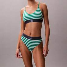 Graphic Monogram Microfiber Stretch Unlined Bralette Underwear  Women  Bras + Bralettes QF8814 - Stripe Mardi Gras Green - 查看 3