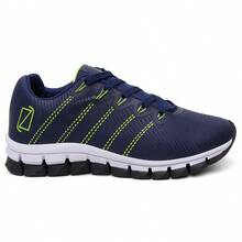 Tênis Masculino Confortável Para Corrida E Treino Leve Macio Fitness Dia a Dia - Azul Marinho - Visão 2