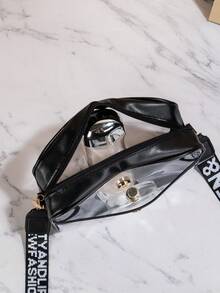 Lightweight Transparent Camera Bag, Waterproof PVC Material, Letter Webbing Shoulder Crossbody Bag, Suitable For Concerts - Clear - View 5