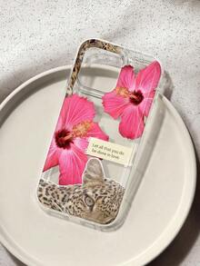 Funda de teléfono transparente con diseño floral de hibisco, cubierta protectora suave de TPU con patrón de escritura, compatible con iPhone 13/11/17/17pro/16/14/15/15pro/15 Plus/15 Promax/7plus/8plus/X/Xs Max/Xr/11pro/12pro/13pro/14pro/12mini/13mini/11promax/12promax/13promax/14promax/14plus/17pro Max/17Air/6/6s Plus/7/8/16Pro/16plus/16promax/Se2/17promax y Galaxy/A54/A14/A12/A13/A15/A32/A33/A24/A52S/S20/S21/S22/S23/S24/S23Plus/S24ultra/S25/A15/A33/A23 - Multicolor 5 - Ver 6