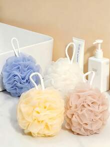 1 pieza Esponja de baño exfoliante de encaje ultrafino, bola de lufa con forma de flor de espuma rica y esponjosa, malla de exfoliación suave y delicada, adecuada para limpieza profunda de cara, Body y espalda, accesorio de baño SPA doméstico duradero y cómodo, adecuado para la ducha diaria - rosa - Ver 12