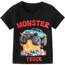 Monster Truck - Camisetas de manga corta para niños pequeños - Negro - Ver 1