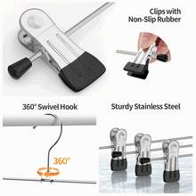 20/10pcs 360 Degree Rotatable Adjustable Non-Slip Metal Pant Hanger With Clips, Metal Jeans/Shorts Hanger, Closet Storage Rack To Save Space, Suitable For Balcony, Bedroom, Dorm, Back To School Dorm Storage - Multicolor - View 7