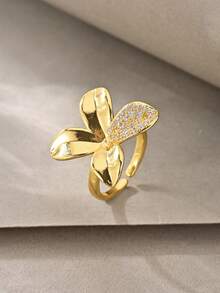 Juego de brazaletes de oro, versátil con textura de oro blanco y cobre incrustado de circonita, adecuado para uso diario, reuniones, citas, fiestas, regalos - Dorado - Ver 3