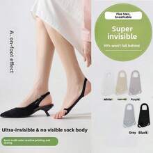 1/4 pares - Calcetines de mujer con cinco dedos y media palma anti-fricción, calcetines suaves y elásticos para la parte delantera del pie con suela antideslizante, calcetines sedosos para tacones altos, calcetines invisibles antideslizantes, calcetines de bajo empeine (sin cartón), primavera/verano, calcetines separadores de dedos para mujeres, calcetines ultra finos para mocasines de damas, calcetines invisibles antideslizantes de bajo empeine, calcetines con amortiguación para aliviar la fatiga, adecuados para tacones altos, calcetines de dedos - Multicolor - Ver 2