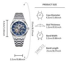 1pc Men's Mechanical Wrist Watch Metal Strap Hollow Dial Classic Fashion Gift FW-6840 - one-size - View 3