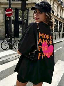 Plus Size Women's Casual White Sweetheart Neck Short Sleeve Sexy Blouse, Suitable For Spring/Summer, Valentine's Day, Vacation Black - Black - View 1