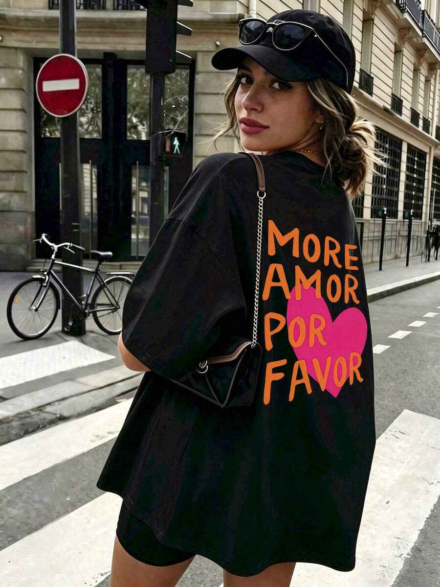 Plus Size Women's Casual White Sweetheart Neck Short Sleeve Sexy Blouse, Suitable For Spring/Summer, Valentine's Day, Vacation Black - Black - View 1