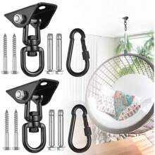 Hammock Hanging Kit, 2 Pack Hanging Chair Hardware 360°Rotating Heavy Duty, Hammock Chair Hanging Kit And Swing Ceiling Hook Snap For Hammock Chair Stand, Seat, Yoga, Gym, 1200 Lb Capacity - Black - View 1