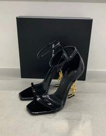 YS Same Style Summer Temperament Stiletto Red High Heels Versatile Open Toe One-Strap Sandals For Women - Đai đen (10 cm) - Xem 1