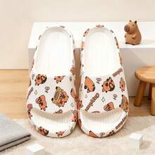 Kids' Comfortable Slippers, Anti-Slip Fashionable Cute Allover Print Cartoon Capybara Strap Slides, Lightweight & Breathable Sandals For Boys - White - View 7