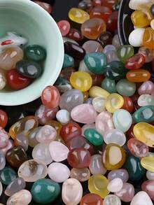 Natural Yuhua Agate Stone Polished Smooth Pebbles Colorful Decorative Stones For Fish Tank Vase Succulent Garden Path Home Ornament Gift - Random Style - View 6
