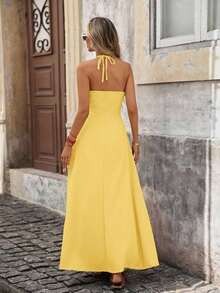 Women Midi Dresses - 淺黃色 - 查看 3
