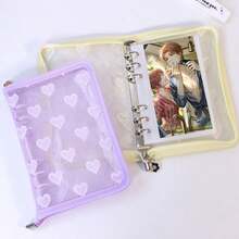 A5 Size Large Capacity Heart-Shaped Lace Zipper Binder, Lace & PVC Material Sticker Storage Bag, Portable Notebook Set, File Folder, Stamp Album, Sticker Book, Pencil Case, A5 Transparent Refill Pages, PP Transparent Refill Pages, Photo Album, Savings Bag, Document Storage Bag - Lace - View 8