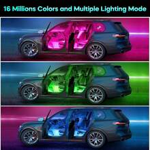 YAIUZGOO RGB Car Interior LED Light Strip With Remote Control, Music Sync Function, Multi-Color Atmosphere Lights, Suitable For Car, SUV And Truck Decoration, Plug And Play - A - View 7