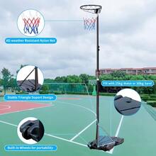 Panier de basket portable, hauteur réglable de 259,08 à 304,8 cm, sans panneau, adapté à une utilisation intérieure et extérieure, pour adolescents et adultes. - noir - Voir 4