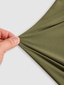 MOD Top ajustado de 3 formas de unicolor (Negro, Lunares negro y blanco, Albaricoque) - Úsela como cuello de capucha, hombros descubiertos o sin tirantes, Top casual de primavera/verano para festivales, vacaciones en la playa, té - Verde militar - Ver 10