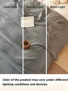 1pc Soft & Comfortable New Waffle Gauze Blanket, Skin-Friendly, Solid Color, Suitable For Bed, Sofa, Pillow - Perfect For Relaxation And Snuggling - Quietly Weaving Words In Deep Gray - View 9