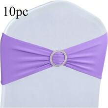 5/10/20pcs Stretch Chair Covers With Buckle Sliders, Universal Elastic Chair Bands For Wedding Party Celebration (Purple) - View 8