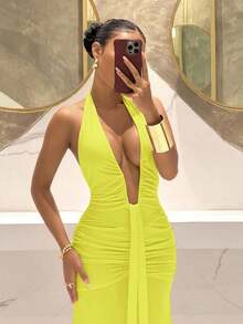 Women Midi Dresses - Yellow - View 4
