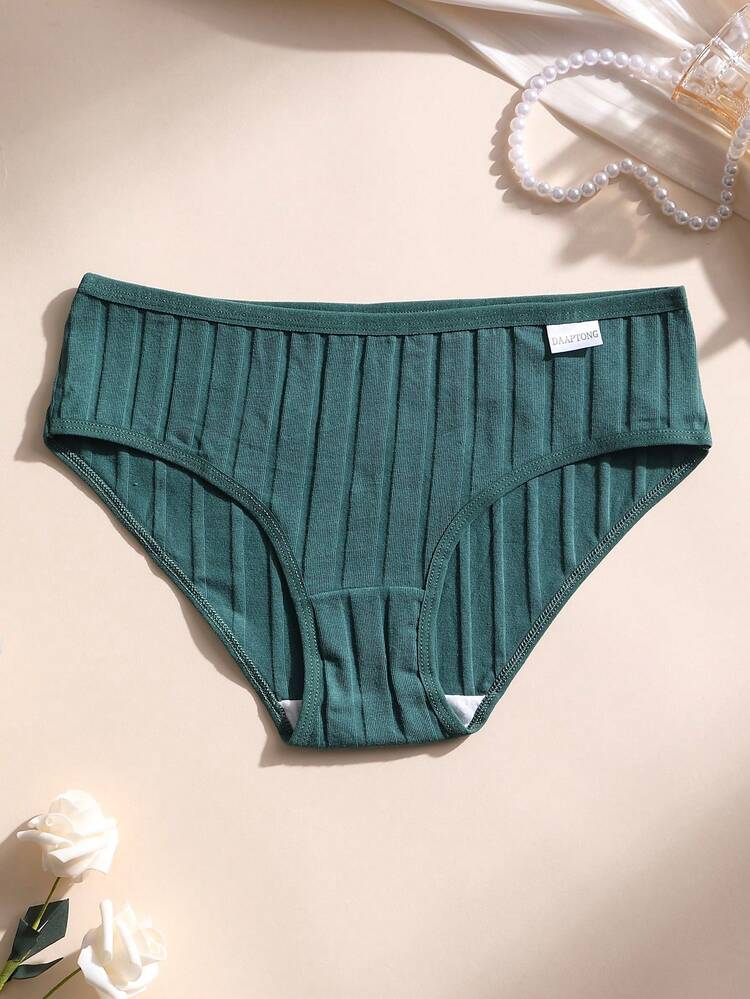 5 PCS Women's Cotton Panties Low Waist Seamless Briefs Ribbed Solid Color Comfortable And Breathable Sports Underwear - Multicolor - View 5