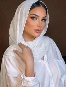 1pc Crinkled Satin Hijab Scarf Suitable For Daily Wear - Multicolor - View 13