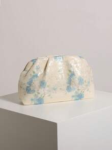 SCULPTEDSTYLE 包包 1 件装 浅蓝色花卉图案亮片荷叶边云朵手拿包，女士时尚手提包，配链条肩带，适合搭配旗袍、海滩、旅行或派对 - 淺藍色 - 查看 6