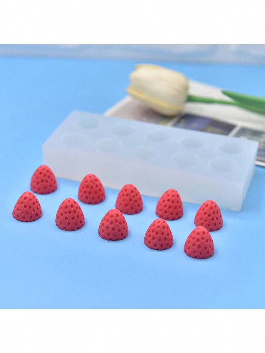 逼真草莓造型 DIY 人造水果手工樹脂香氛蠟燭裝飾 多功能擺飾模具 易脫模 耐高溫 - 草莓 - 查看 1