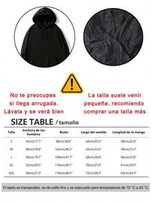 Sudadera con Capucha negra, Diseño Relajado con Estampado, Bolsillos Espaciosos, Perfecta para Otoño e Invierno, Casual y Abrigada - Negro - Ver 3