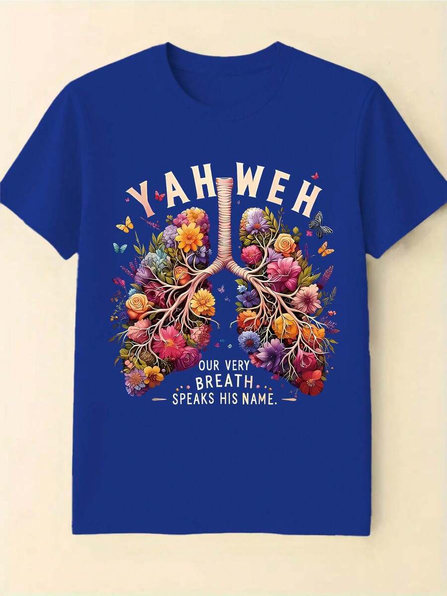 Christian Faith T-Shirt With Bible And Tree Of Life For Women Plus Sizes 0XL-8XL - Ideal Jesus Gift For Church And Outdoors, Short Sleeve Crew Neck, Unisex For Men And Women, Machine Washable - 皇家藍 - 查看 1