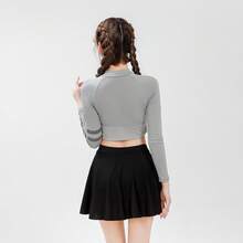 Two-Piece Skirt-Style Swimsuit For Women, Fashionable And Sporty, Summer Long-Sleeve, Sun-Protective, Sexy, High-Waisted, Slimming, Tummy-Concealing, High-End Swimwear - Xám 028476 - Xem 5