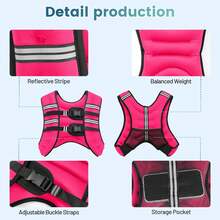 Weiged Vest N 5lb/8lb/0lb/2lb/5lb/20lb/25lb/30lb Weig Vest  Women Men Ruc Vests Wit Reflective Stre  Running Workout Wal Strengt Training Weig Loss Fitness Weig - Rose - View 7