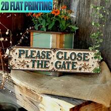 1pc Vintage Style "Please Close Door" Wall Sign | Rustic Metal Decor With Floral Accents, 2D Flat Printed, Easy To Install, Suitable For Home, Farmhouse, Bathroom, Cafe, Garage, Porch, Bedroom - Ideal Gift, Outdoor Metal Decoration (Random Style) - A - View 5