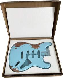 Relic Electric Guitarr Body S-S-S Pickups ST Style Nitro Top Alder Wood Guitarr Body DIY Relic Guitar Body Blue - 白色 - 查看 6