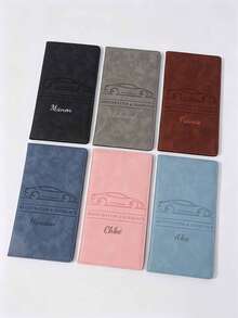 Customized Text LOGO Personalized Car Insurance Document Holder, PU Leather Vehicle Certificate Storage Folder, Driving License, Card Holder, Unisex - Multicolor - View 2
