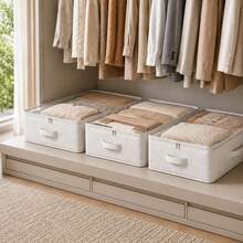 Stozle 3Pcs L/XL White Underbed Closet Organizer And Storage Bins, Foldable Underbed Storage Boxes, With Excellent Functionality And Multi-Use, For Blankets, Skirts, Comforters, Pillows, Clothes And Underbed Storage, Save Space, Underbed Storage - View 7
