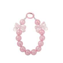 1pc Butterfly Beaded Fashion New Phone Lanyard, Phone Case Charm, Wrist Beaded Pendant, DIY Decor Chain, CCD Camera Strap, Keychain Accessory - Pink Bow Beaded - View 2
