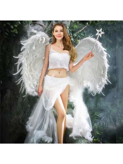 Bộ 1 băng đô công chúa bạc và đũa phép thiên thần, thích hợp cho Halloween, Giáng sinh, tiệc hóa trang, quà sinh nhật.