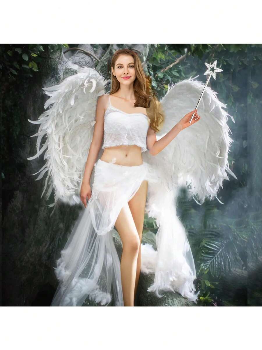 Bộ 1 băng đô công chúa bạc và đũa phép thiên thần, thích hợp cho Halloween, Giáng sinh, tiệc hóa trang, quà sinh nhật. - Xem 1