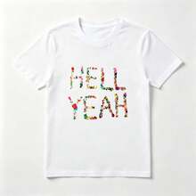 Bright Colorful White Cotton T-Shirt With Gem Design - White - View 1