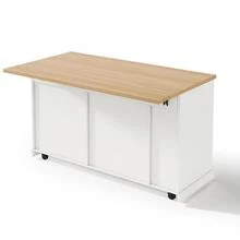 Kitchen Island On Casters With Fold-Down Worktop, Kitchen Trolley With Waste Bin, 4-Tier Spice Rack, 2 Drawers And Lockable Casters, 120 * 45 (70) * 93 Cm - White - View 11