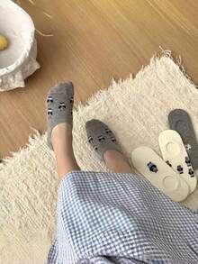 5 pares de calcetines estilo coreano Ins con pequeños osos, calcetines de algodón de corte bajo, antideslizantes, adecuados para primavera y verano - Multicolor - Ver 5