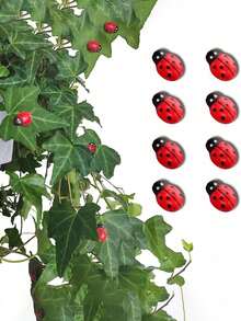 5/30/50/100/200pcs Realistic Red Wooden Ladybugs - Adhesive Decor, Plant Decoration, Flower Pot Fun Ladybug Decor, Suitable For DIY Crafts, Card Making, Mini Landscapes, Parties, Home Garden Decor, Flat Wooden Ladybug Decor, Perfect For Room Decoration - Multicolor - View 4